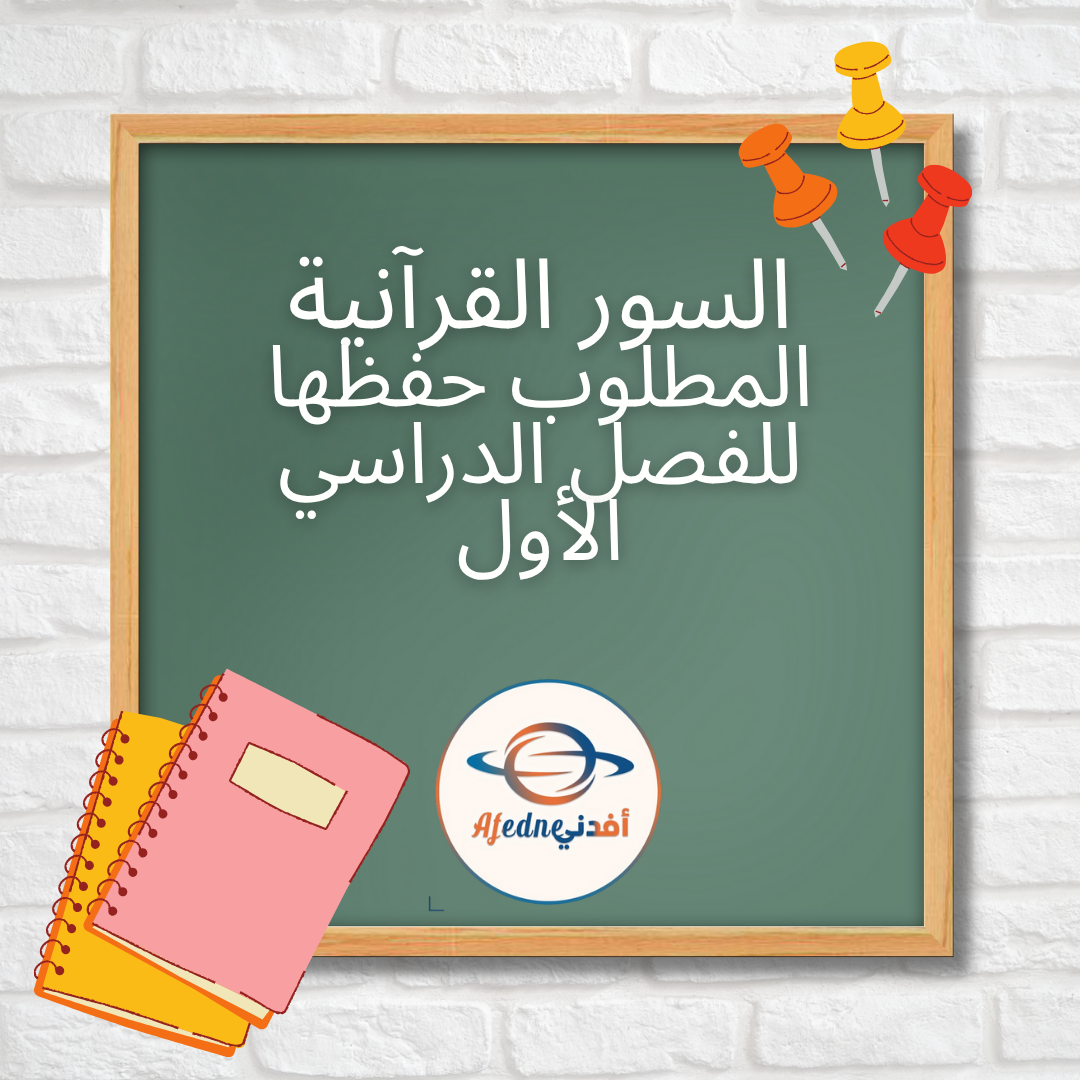 السور القرآنية المقرر حفظها في مادة التربية الإسلامية للصفوف الأساسية في الفصل الدراسي الأول السور القرآنية المقرر حفظها في مادة التربية الإسلامية للصفوف الأساسية في الفصل الدراسي الأول
